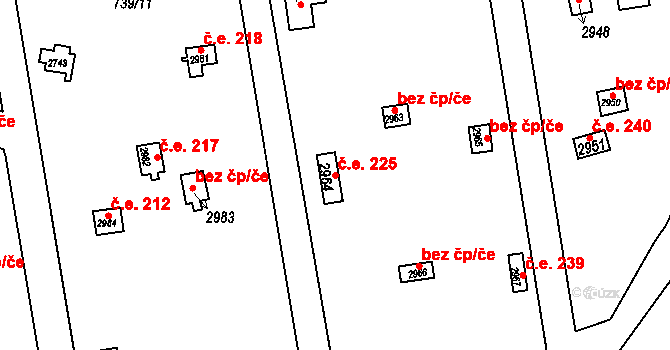 Vrchlabí 225 na parcele st. 2964 v KÚ Vrchlabí, Katastrální mapa