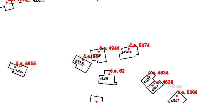 Jihlava 4944 na parcele st. 433/46 v KÚ Bedřichov u Jihlavy, Katastrální mapa