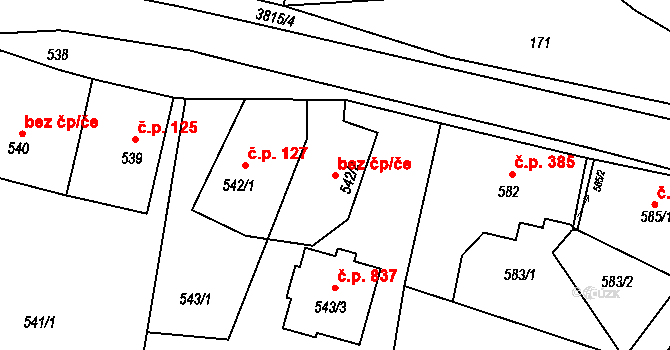 Ostrava 38217490 na parcele st. 542/2 v KÚ Stará Bělá, Katastrální mapa