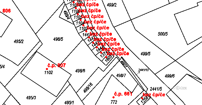 Luhačovice 39247490 na parcele st. 1374 v KÚ Luhačovice, Katastrální mapa