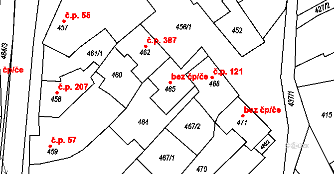 Velešovice 39722490 na parcele st. 465 v KÚ Velešovice, Katastrální mapa