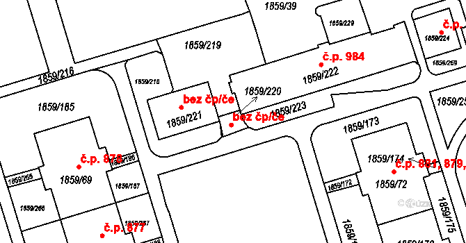 Praha 41422490 na parcele st. 1859/220 v KÚ Kamýk, Katastrální mapa