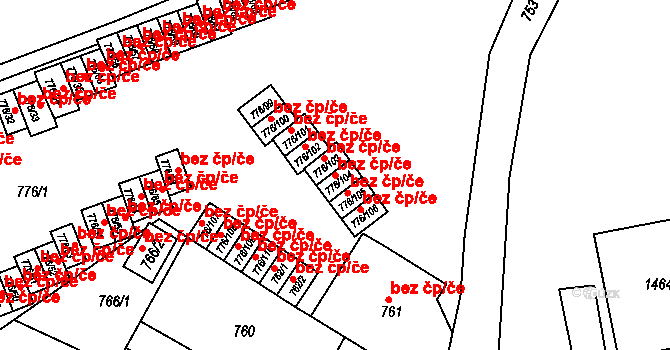 Jemnice 43372490 na parcele st. 776/104 v KÚ Jemnice, Katastrální mapa