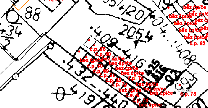 Verneřice 43638490 na parcele st. 411 v KÚ Verneřice, Katastrální mapa