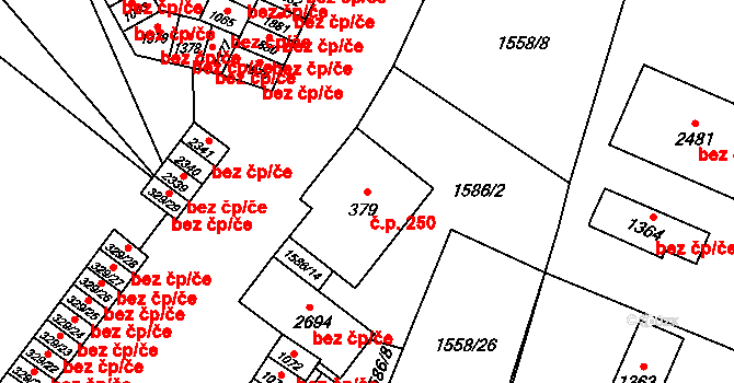 Kateřinky 250, Opava na parcele st. 379 v KÚ Kateřinky u Opavy, Katastrální mapa
