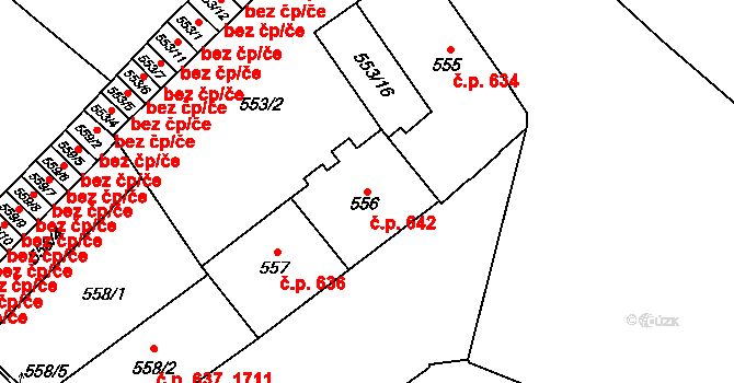 Předměstí 642, Opava na parcele st. 556 v KÚ Opava-Předměstí, Katastrální mapa