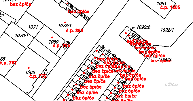 Duchcov 45096490 na parcele st. 1102 v KÚ Duchcov, Katastrální mapa
