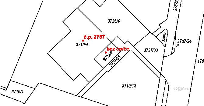Teplice 45125490 na parcele st. 3722/2 v KÚ Teplice, Katastrální mapa