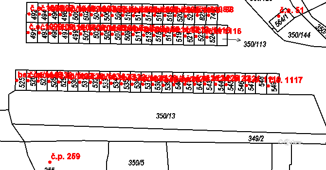 Černčice 46259490 na parcele st. 539 v KÚ Černčice u Loun, Katastrální mapa