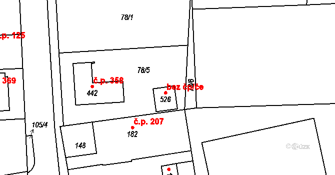 Hovorčovice 48632490 na parcele st. 526 v KÚ Hovorčovice, Katastrální mapa