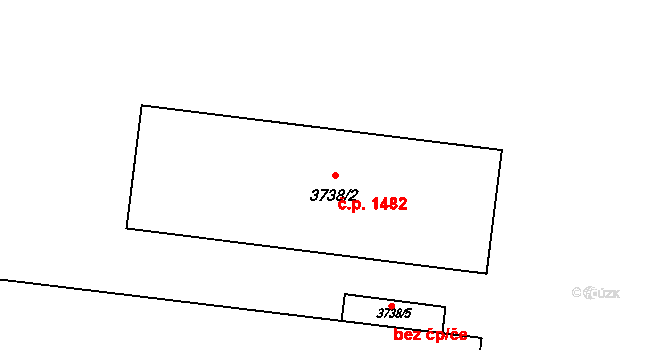 Kunovice 1482 na parcele st. 3738/2 v KÚ Kunovice u Uherského Hradiště, Katastrální mapa