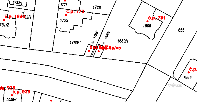 České Budějovice 50164490 na parcele st. 1689/2 v KÚ České Budějovice 7, Katastrální mapa