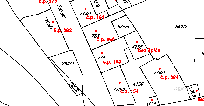 Beroun-Závodí 153, Beroun na parcele st. 784 v KÚ Beroun, Katastrální mapa