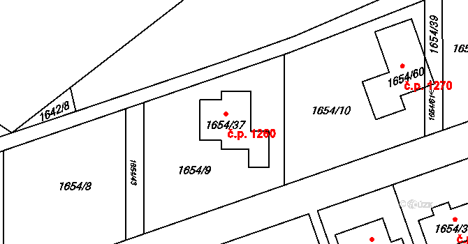 Šumbark 1260, Havířov na parcele st. 1654/37 v KÚ Šumbark, Katastrální mapa