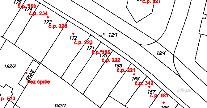 Veselí nad Lužnicí I 222, Veselí nad Lužnicí na parcele st. 170 v KÚ Veselí nad Lužnicí, Katastrální mapa