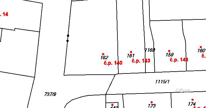 Velká Ves 140, Broumov na parcele st. 162 v KÚ Velká Ves u Broumova, Katastrální mapa