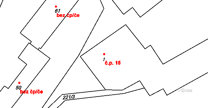 Hodonín 15, Zdíkov na parcele st. 1 v KÚ Hodonín u Zdíkovce, Katastrální mapa