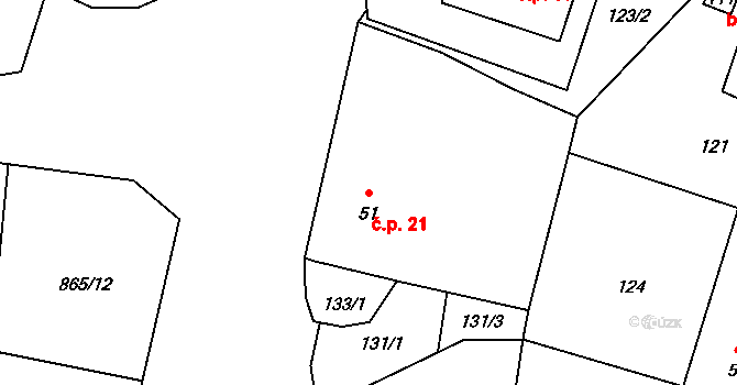Studená Loučka 21, Mohelnice na parcele st. 51 v KÚ Studená Loučka, Katastrální mapa