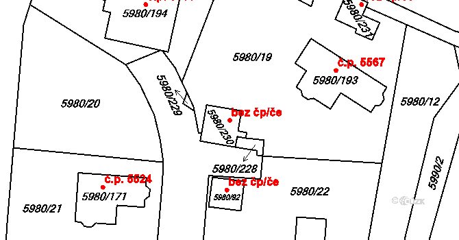Chomutov 84220490 na parcele st. 5980/230 v KÚ Chomutov I, Katastrální mapa