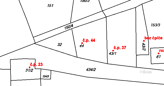Veclov 44, Svojetín na parcele st. 44 v KÚ Veclov u Svojetína, Katastrální mapa