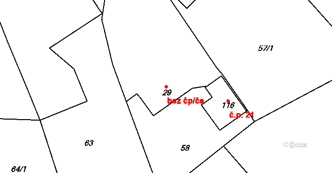 Ježovy 90584490 na parcele st. 29 v KÚ Ježovy, Katastrální mapa