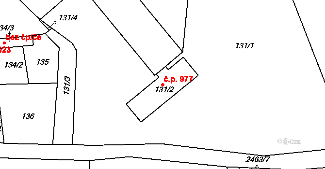 Pohořelice 977 na parcele st. 131/2 v KÚ Pohořelice nad Jihlavou, Katastrální mapa