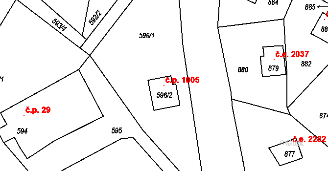Dolní Těrlicko 1005, Těrlicko na parcele st. 596/2 v KÚ Dolní Těrlicko, Katastrální mapa