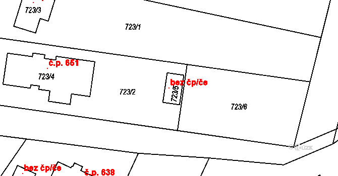 Zlín 106042491 na parcele st. 723/5 v KÚ Štípa, Katastrální mapa