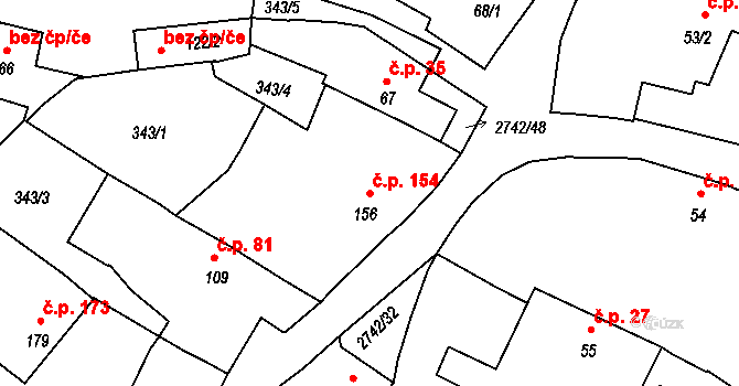 Hluboké Mašůvky 154 na parcele st. 156 v KÚ Hluboké Mašůvky, Katastrální mapa