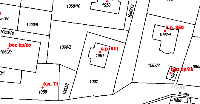 Česká Skalice 911 na parcele st. 1061 v KÚ Česká Skalice, Katastrální mapa
