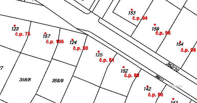 Mramotice 81, Znojmo na parcele st. 125 v KÚ Mramotice, Katastrální mapa