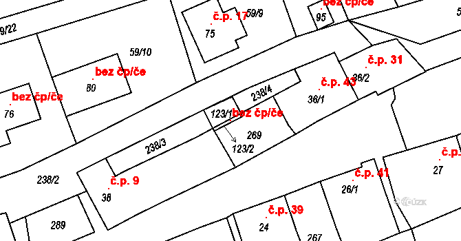 Kladruby 108021491 na parcele st. 123/1 v KÚ Hřešihlavy, Katastrální mapa