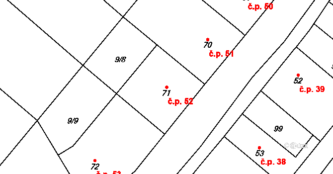 Uherčice 52 na parcele st. 71 v KÚ Uherčice u Znojma, Katastrální mapa