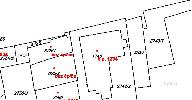 Lipník nad Bečvou I-Město 1204, Lipník nad Bečvou na parcele st. 1746 v KÚ Lipník nad Bečvou, Katastrální mapa