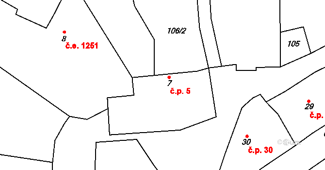 Bahno 5, Černíny na parcele st. 7 v KÚ Bahno, Katastrální mapa
