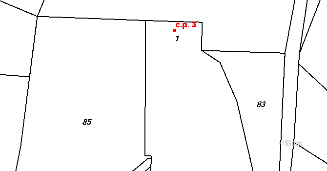 Vavřetice 3, Řehenice na parcele st. 1 v KÚ Babice u Řehenic, Katastrální mapa