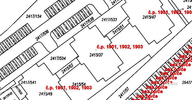 Rychnov nad Kněžnou 1901,1902,1903 na parcele st. 2415/37 v KÚ Rychnov nad Kněžnou, Katastrální mapa