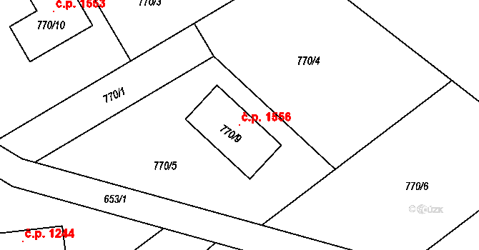 Ráj 1556, Karviná na parcele st. 770/9 v KÚ Ráj, Katastrální mapa