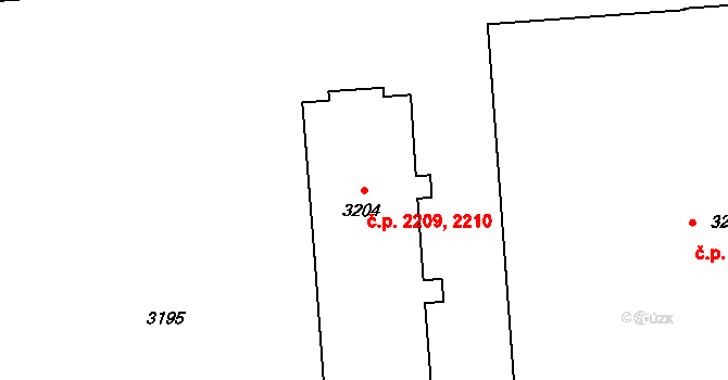 Kročehlavy 2209,2210, Kladno na parcele st. 3204 v KÚ Kročehlavy, Katastrální mapa