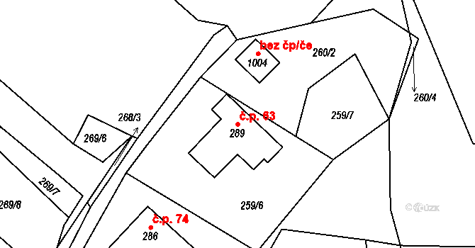 Bělá 63, Mírová pod Kozákovem na parcele st. 289 v KÚ Bělá u Turnova, Katastrální mapa