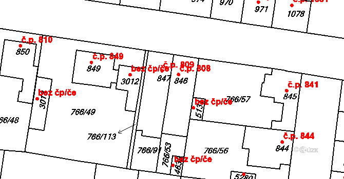 Blansko 808 na parcele st. 846 v KÚ Blansko, Katastrální mapa