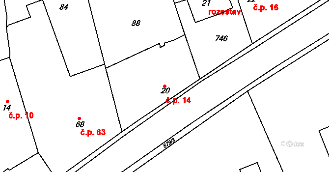 Lubno 14, Nechanice na parcele st. 20 v KÚ Lubno u Nechanic, Katastrální mapa