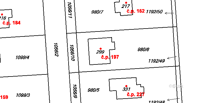 Želivec 197, Sulice na parcele st. 299 v KÚ Sulice, Katastrální mapa