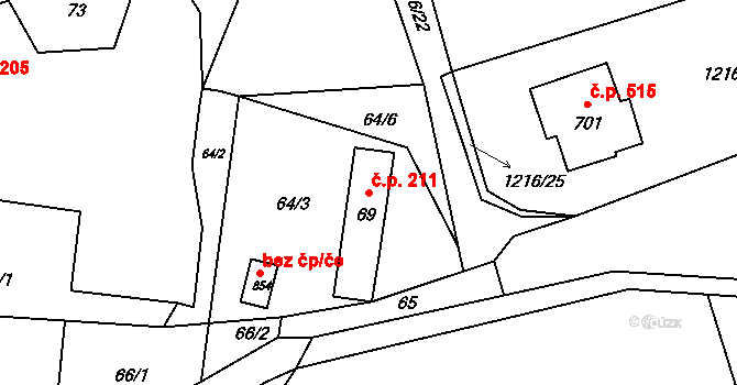 Skalice u České Lípy 211 na parcele st. 69 v KÚ Skalice u České Lípy, Katastrální mapa