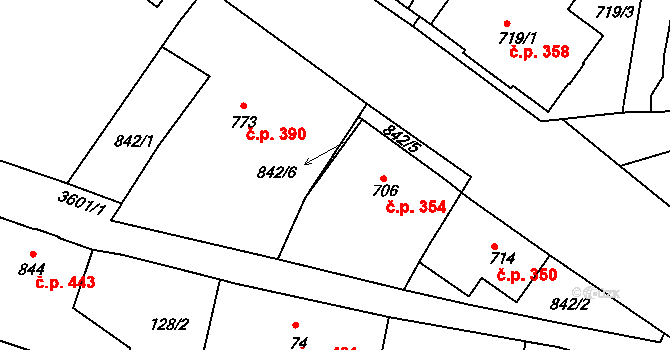 Cvikov II 354, Cvikov na parcele st. 706 v KÚ Cvikov, Katastrální mapa