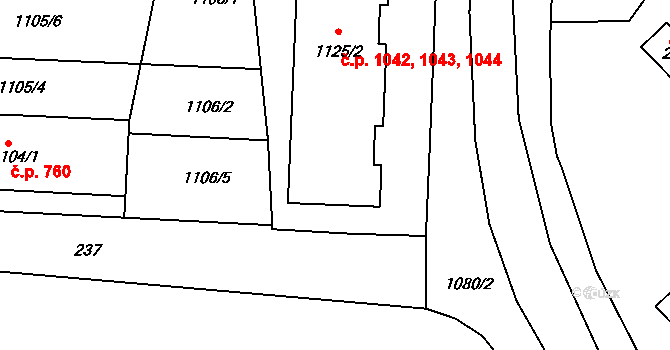 Lovosice 1042,1043,1044 na parcele st. 1125/2 v KÚ Lovosice, Katastrální mapa