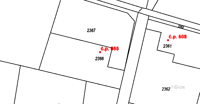 Lutyně 665, Orlová na parcele st. 2366 v KÚ Horní Lutyně, Katastrální mapa