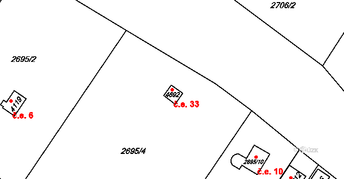 Žamberk 33 na parcele st. 4692 v KÚ Žamberk, Katastrální mapa