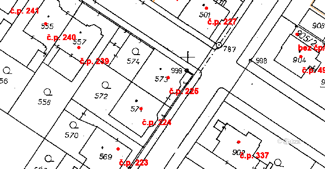 Poděbrady II 225, Poděbrady na parcele st. 573 v KÚ Poděbrady, Katastrální mapa