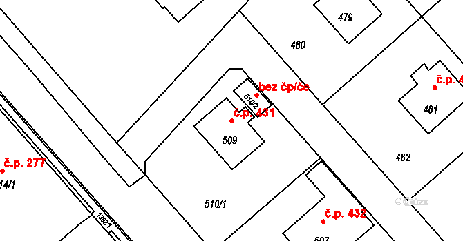 Starý Bohumín 431, Bohumín na parcele st. 509 v KÚ Starý Bohumín, Katastrální mapa